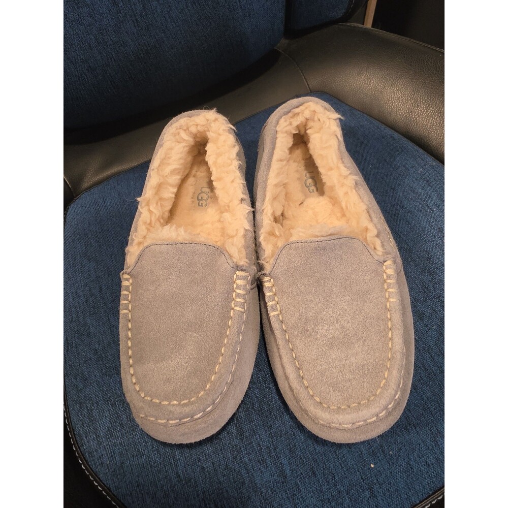 UGG Women's Gray Suede Sheepskin Lined Slippers Sz 7